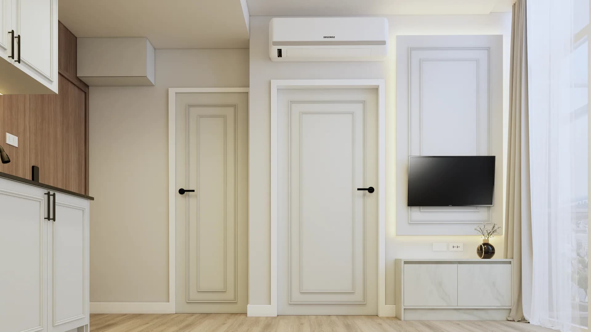 Render Combine room (52.00 SQ.M.) โทนสีขาว — ผลงาน Chon Decor ภาพที่ 3
