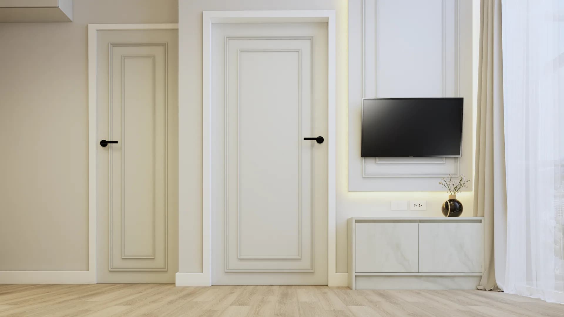 Render Combine room (52.00 SQ.M.) โทนสีขาว — ผลงาน Chon Decor ภาพที่ 4