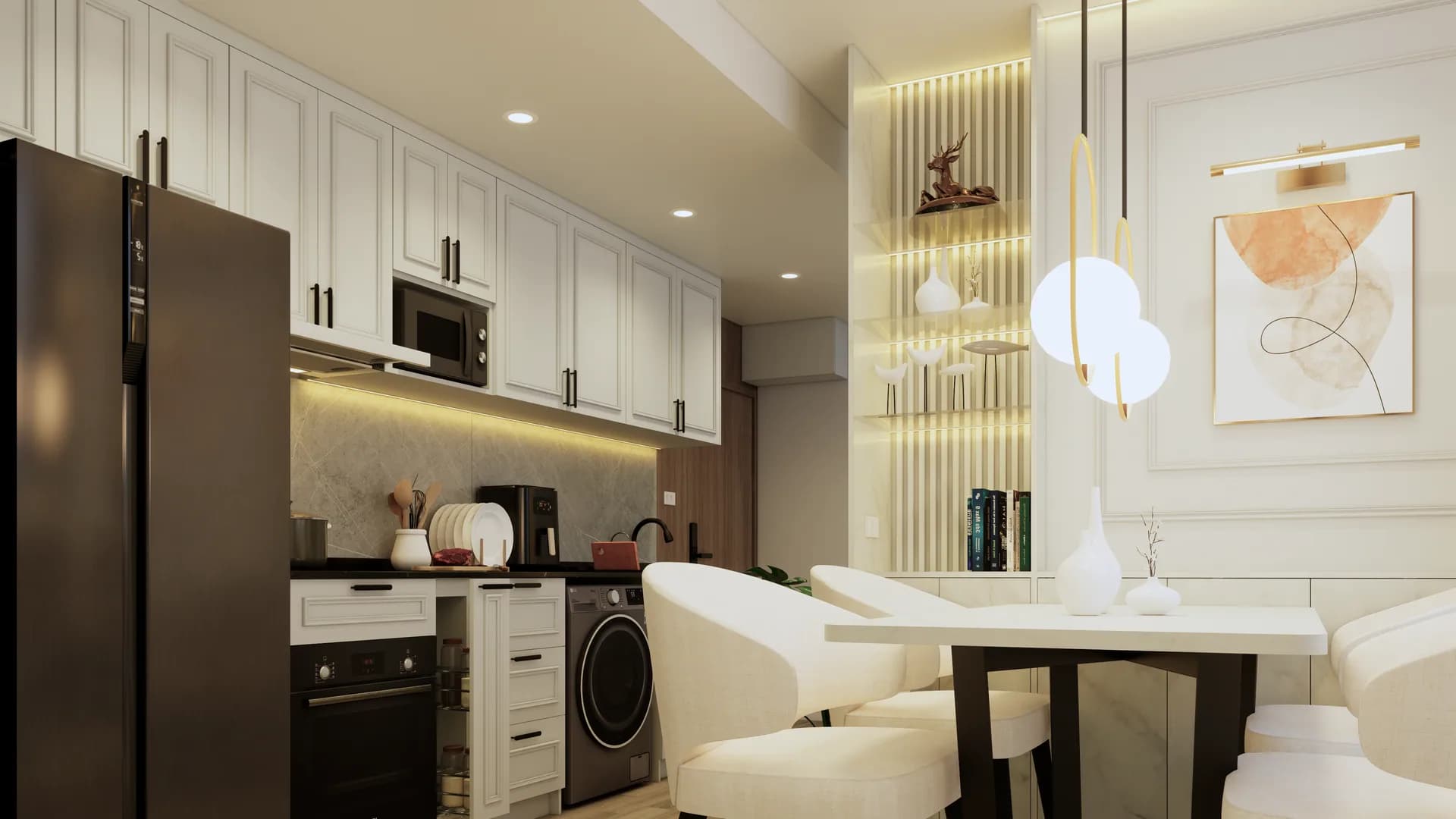 Render Combine room (52.00 SQ.M.) โทนสีขาว — ผลงาน Chon Decor ภาพที่ 7