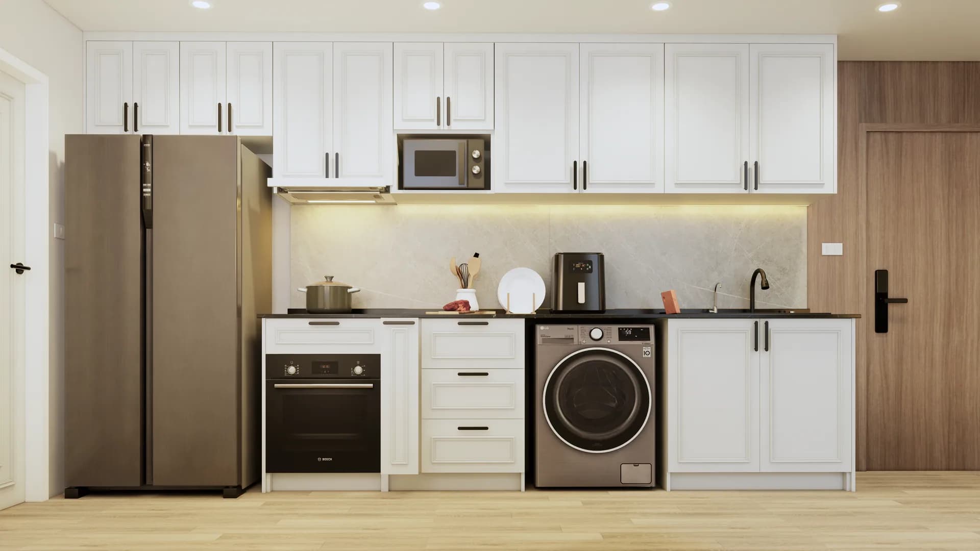 Render Combine room (52.00 SQ.M.) โทนสีขาว — ผลงาน Chon Decor ภาพที่ 8