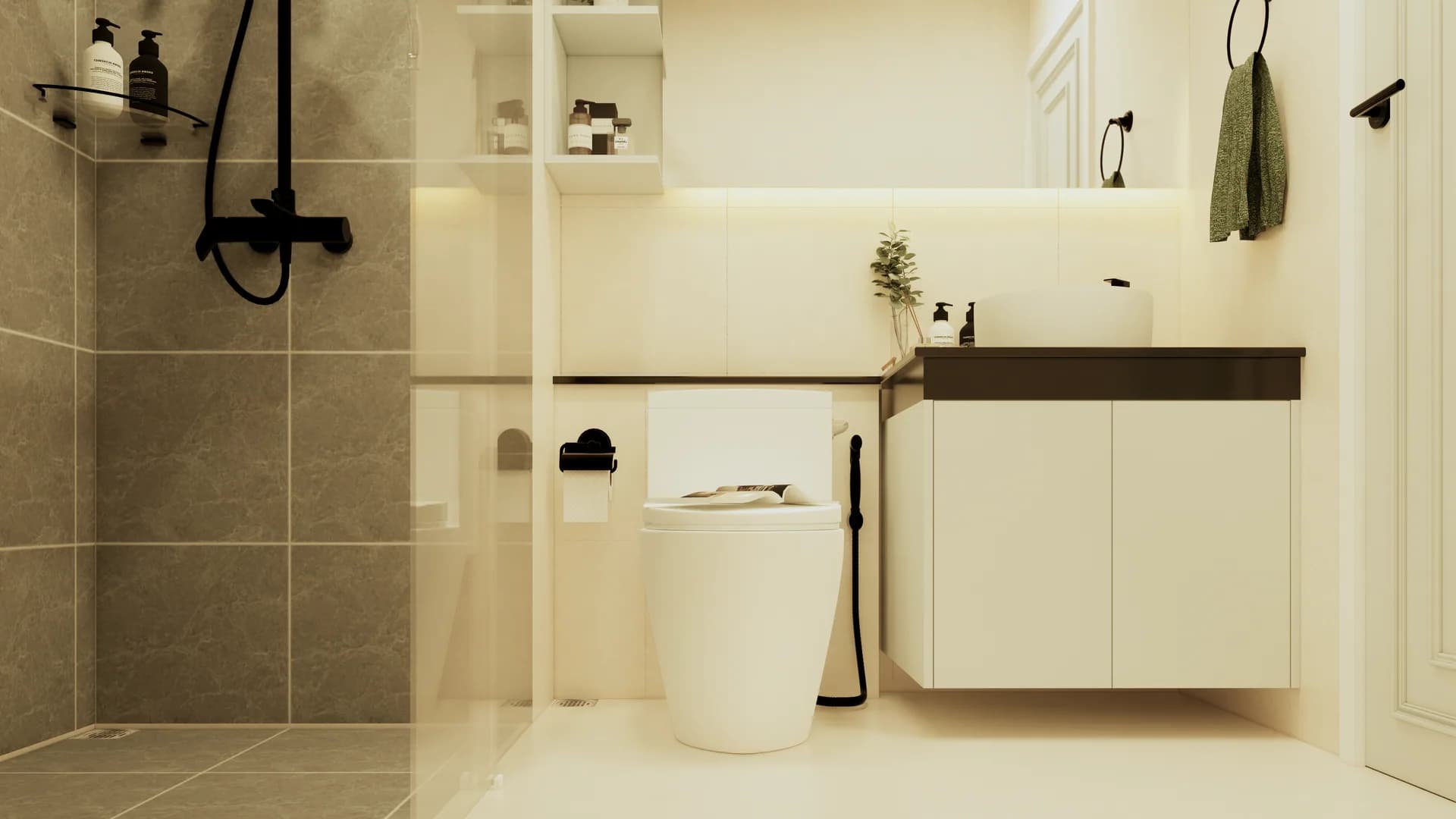 Render Combine room (52.00 SQ.M.) โทนสีขาว — ผลงาน Chon Decor ภาพที่ 13