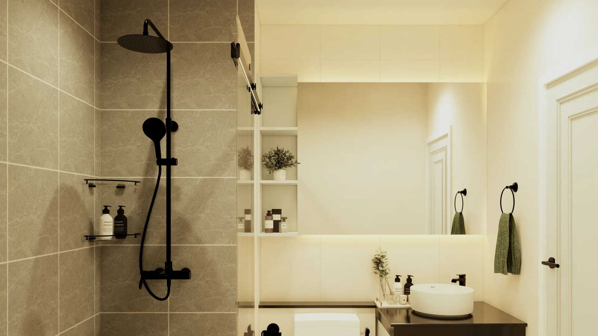 Render Combine room (52.00 SQ.M.) โทนสีขาว — ผลงาน Chon Decor ภาพที่ 14