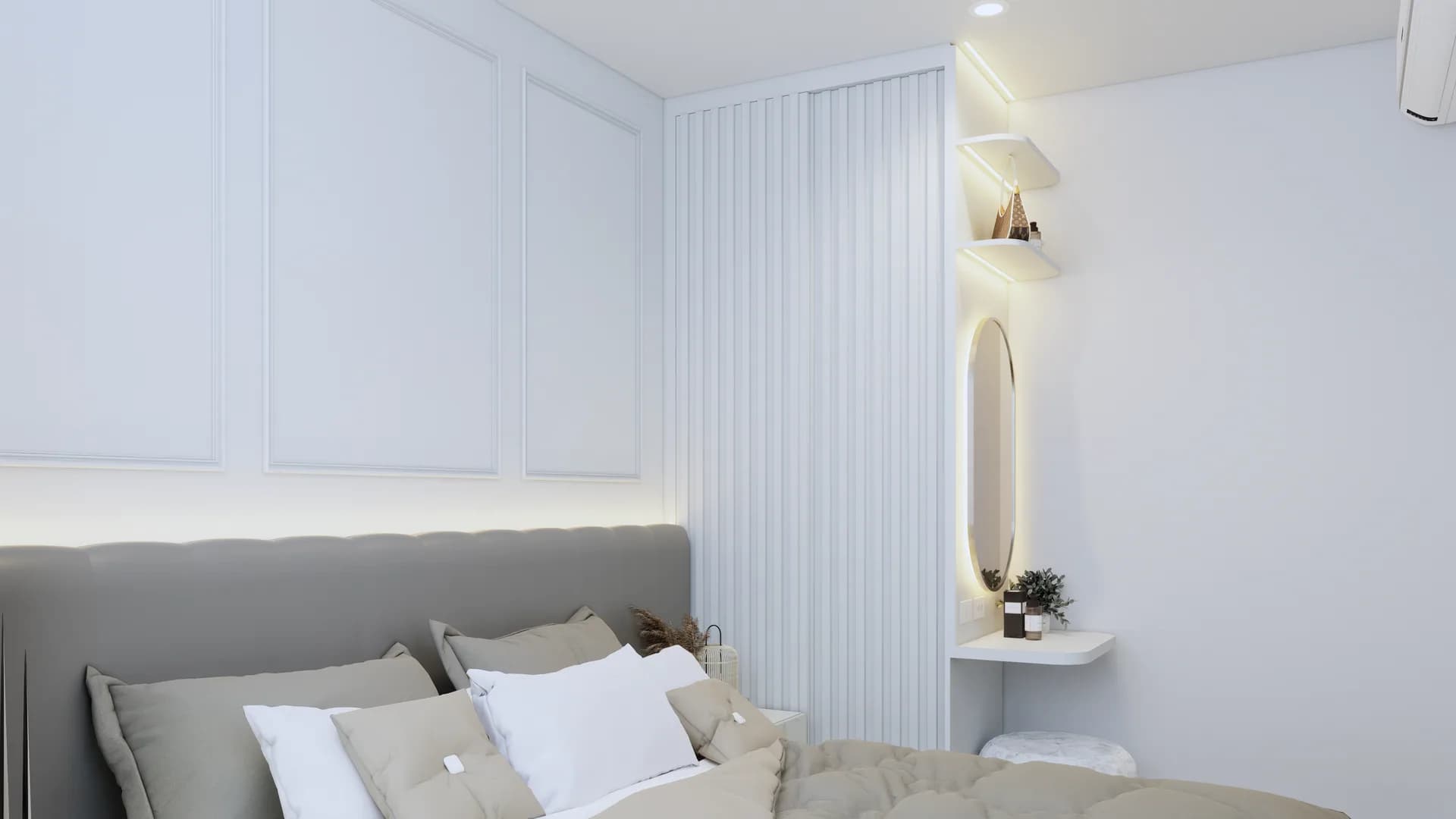 Render Combine room (52.00 SQ.M.) โทนสีขาว — ผลงาน Chon Decor ภาพที่ 15