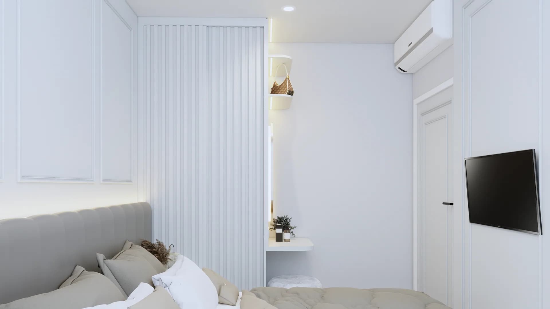 Render Combine room (52.00 SQ.M.) โทนสีขาว — ผลงาน Chon Decor ภาพที่ 16