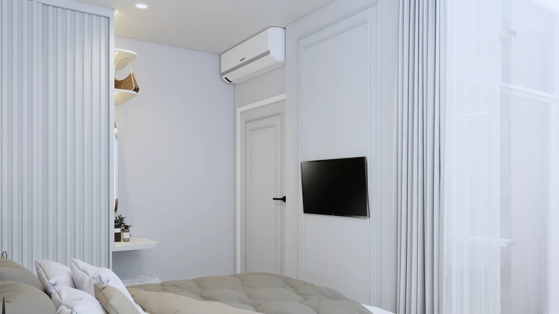 Render Combine room (52.00 SQ.M.) โทนสีขาว — ผลงาน Chon Decor ภาพที่ 17