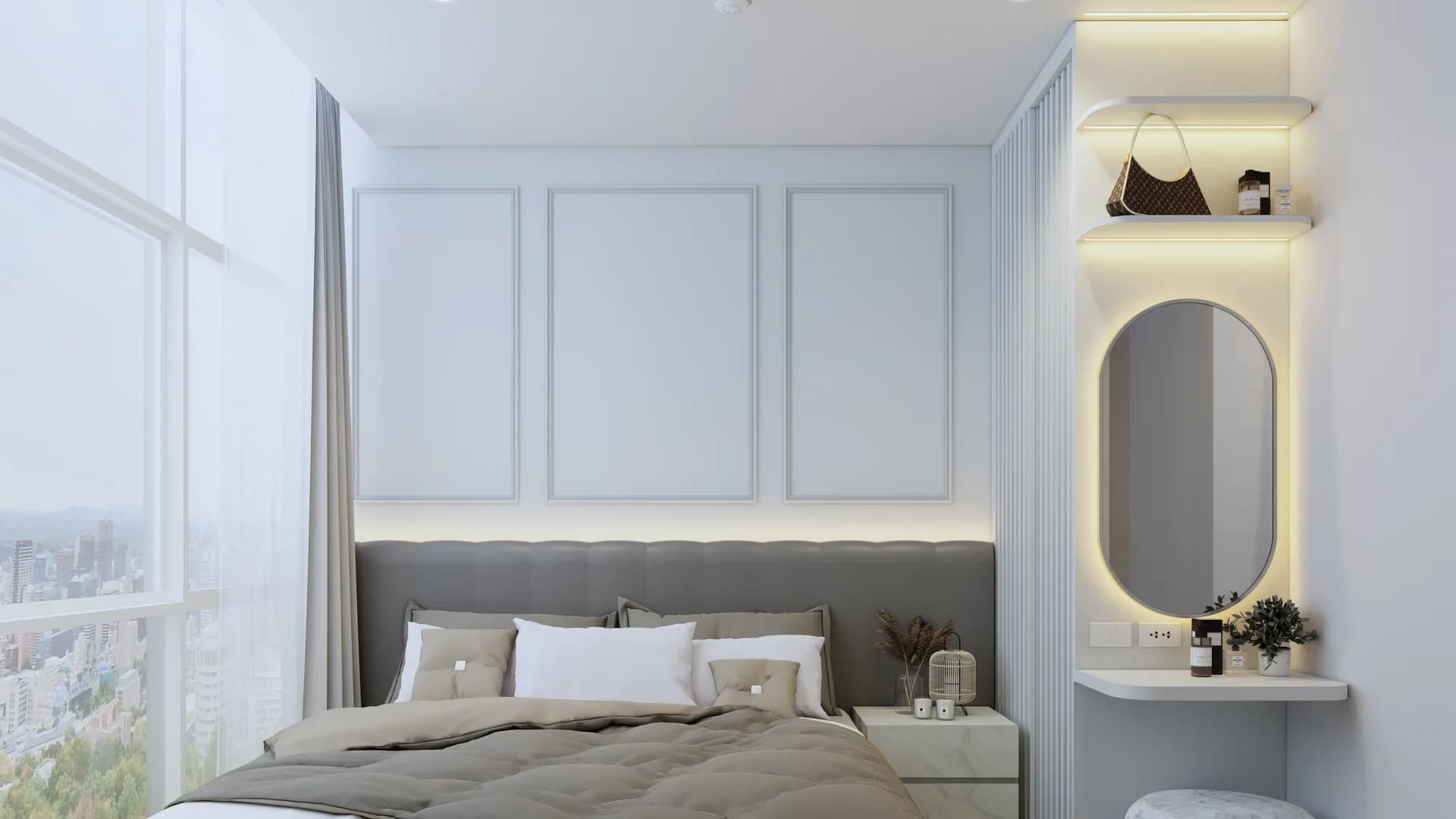 Render Combine room (52.00 SQ.M.) โทนสีขาว — ผลงาน Chon Decor ภาพที่ 18