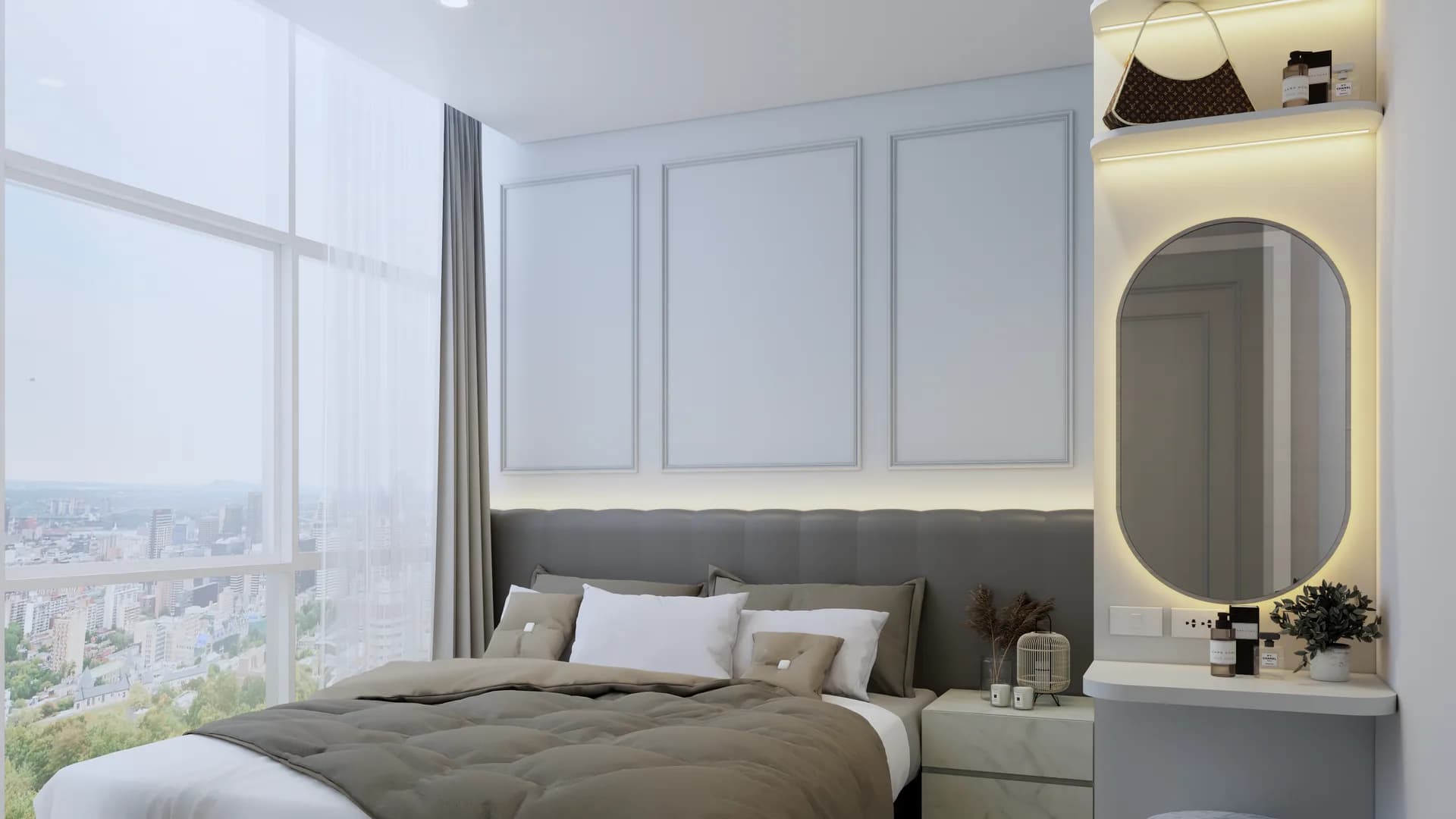 Render Combine room (52.00 SQ.M.) โทนสีขาว — ผลงาน Chon Decor ภาพที่ 19