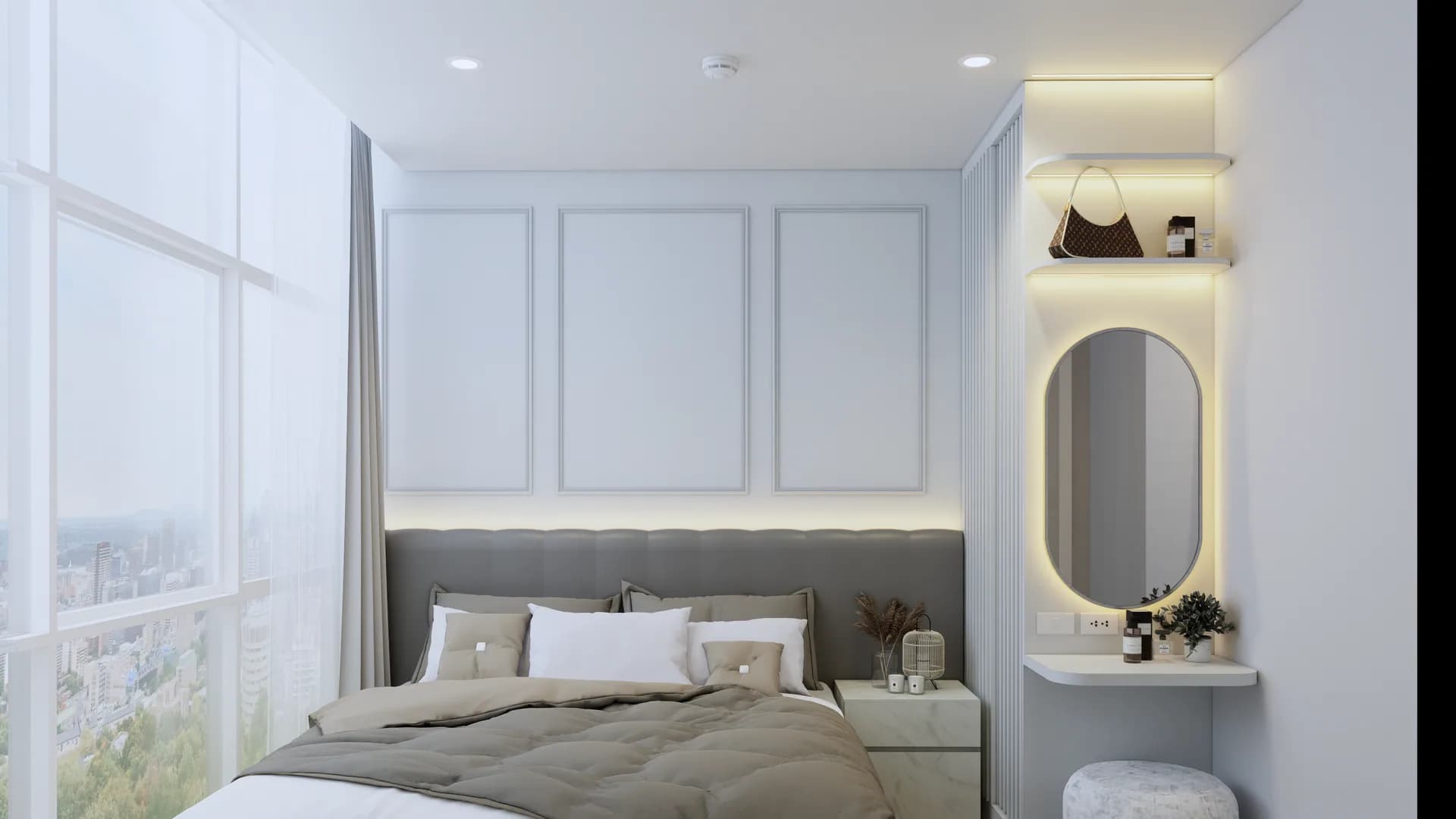 Render Combine room (52.00 SQ.M.) โทนสีขาว — ผลงาน Chon Decor ภาพที่ 20