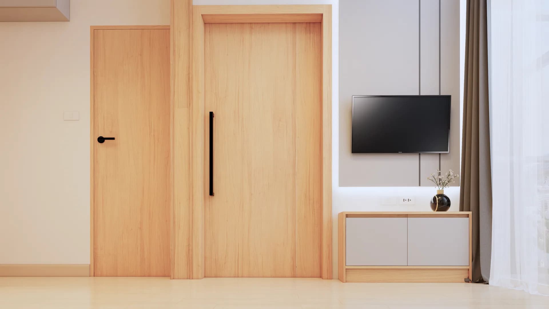 Render Combine room (52.00 SQ.M.) โทนสีไม้ — ผลงาน Chon Decor ภาพที่ 4