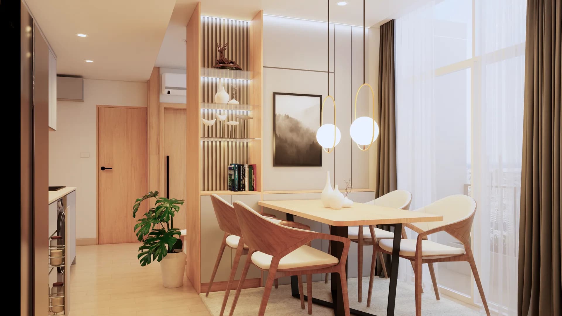Render Combine room (52.00 SQ.M.) โทนสีไม้ — ผลงาน Chon Decor ภาพที่ 5