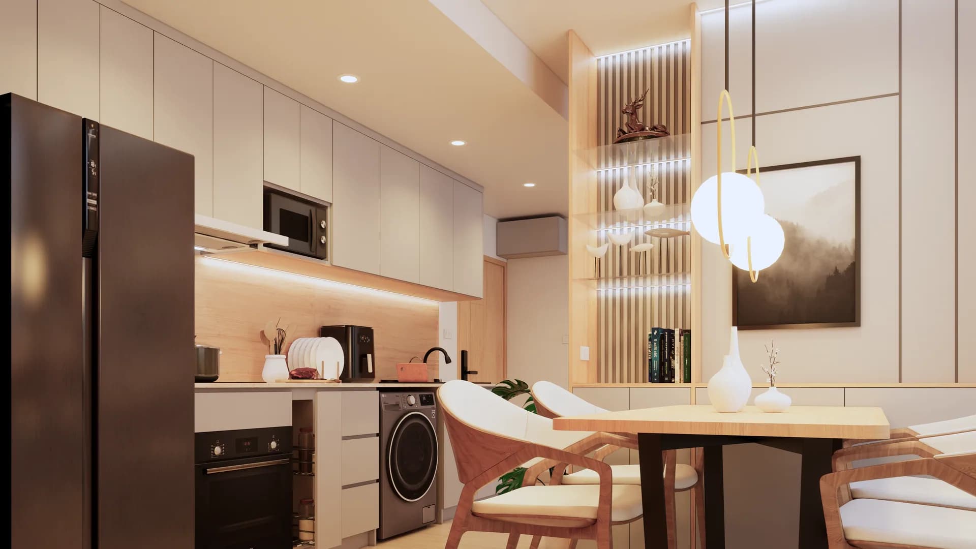 Render Combine room (52.00 SQ.M.) โทนสีไม้ — ผลงาน Chon Decor ภาพที่ 7