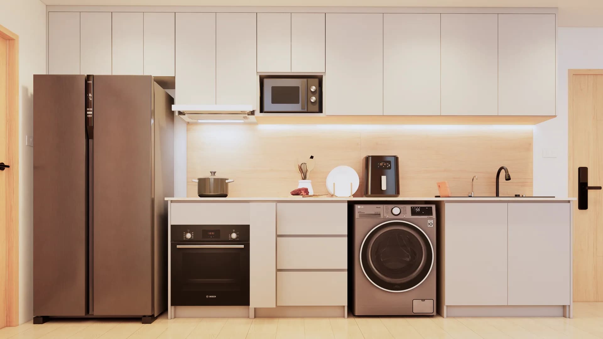 Render Combine room (52.00 SQ.M.) โทนสีไม้ — ผลงาน Chon Decor ภาพที่ 8