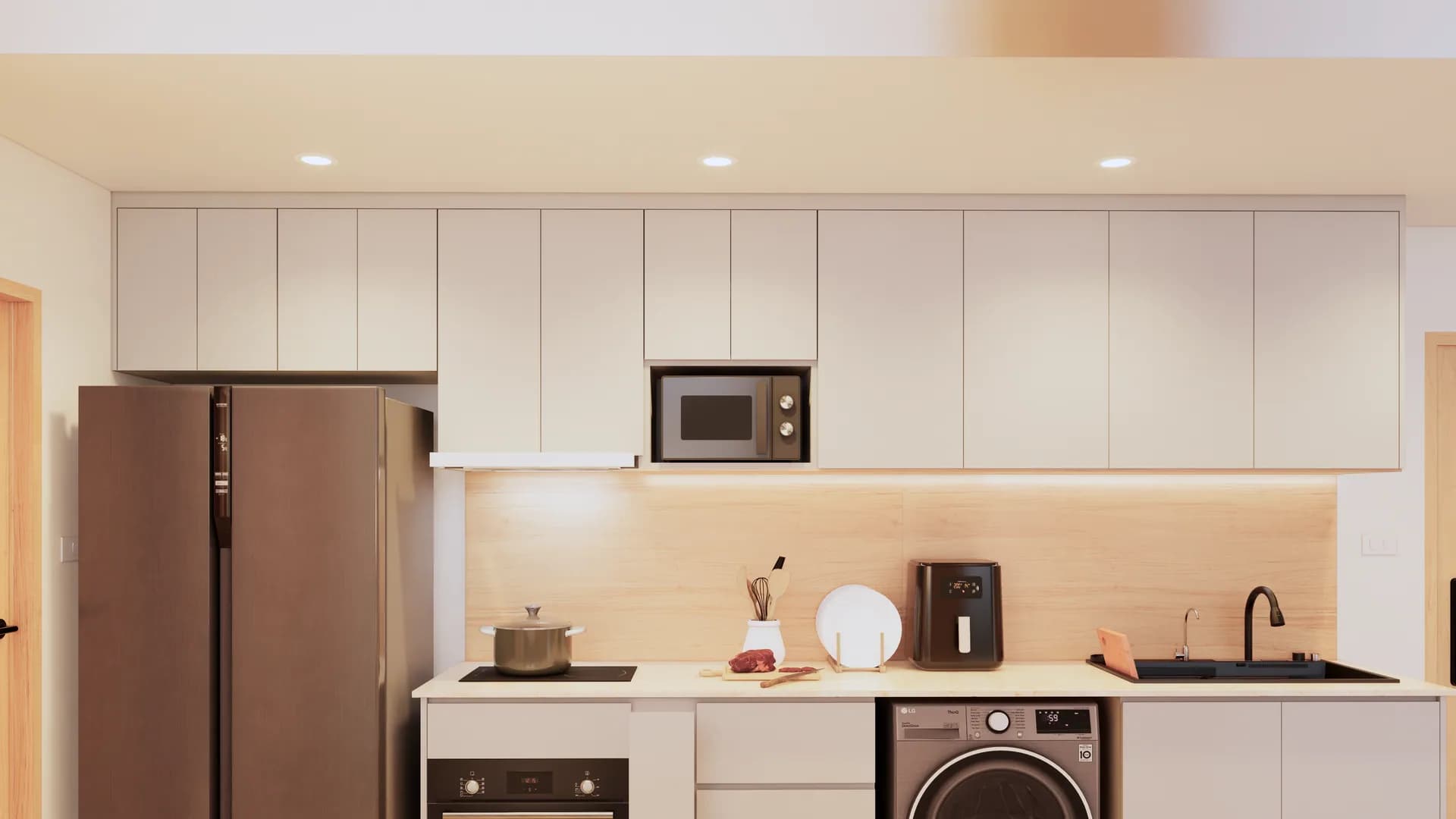 Render Combine room (52.00 SQ.M.) โทนสีไม้ — ผลงาน Chon Decor ภาพที่ 10