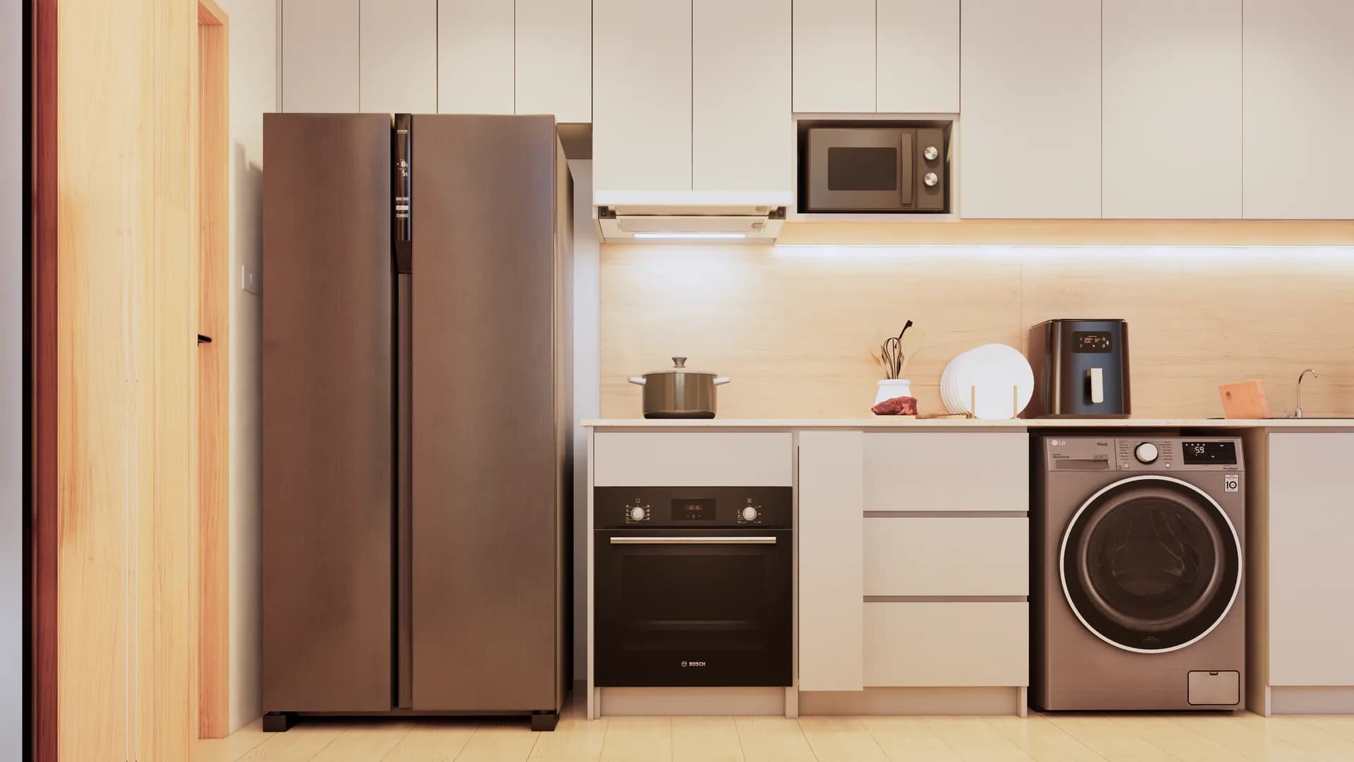 Render Combine room (52.00 SQ.M.) โทนสีไม้ — ผลงาน Chon Decor ภาพที่ 11