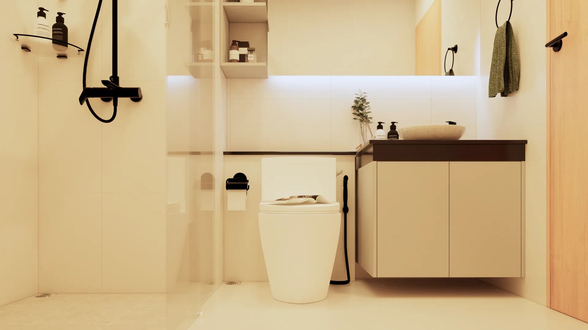 Render Combine room (52.00 SQ.M.) โทนสีไม้ — ผลงาน Chon Decor ภาพที่ 12