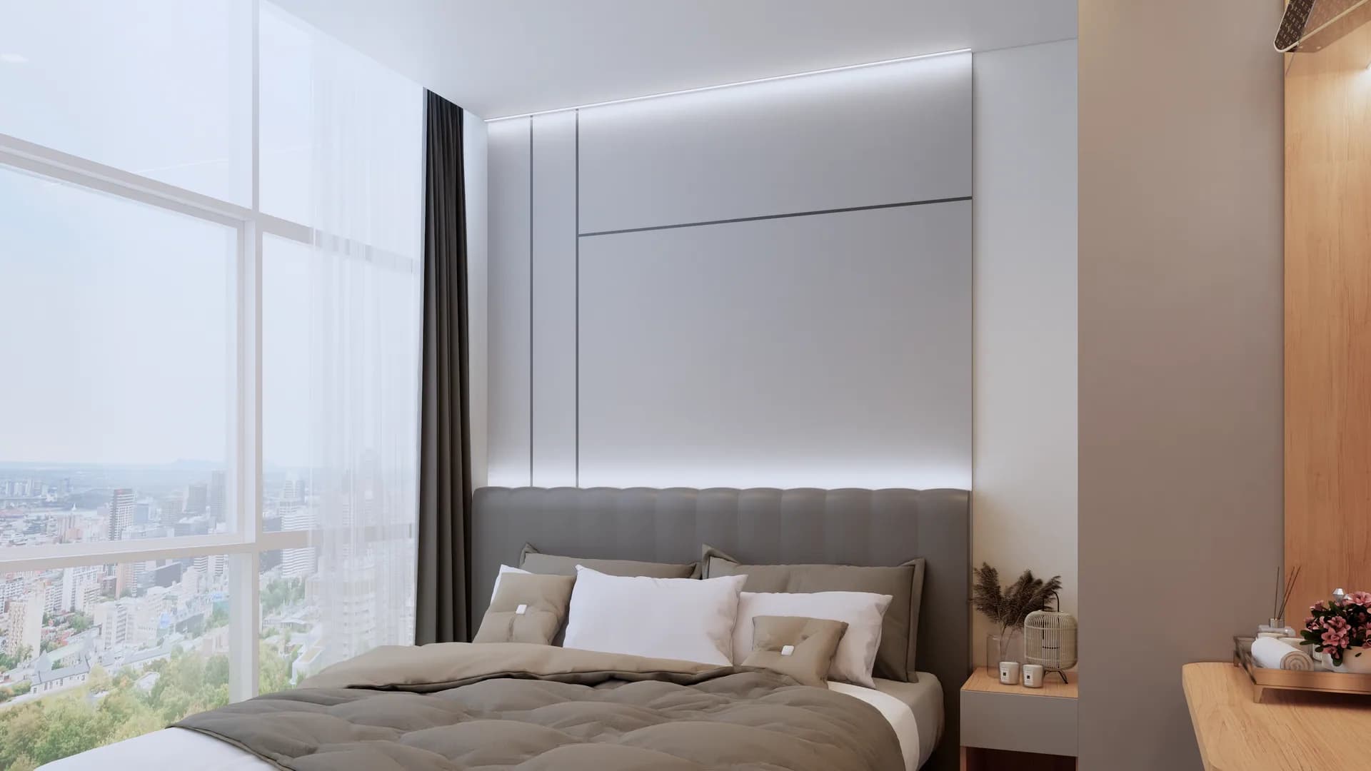 Render Combine room (52.00 SQ.M.) โทนสีไม้ — ผลงาน Chon Decor ภาพที่ 17