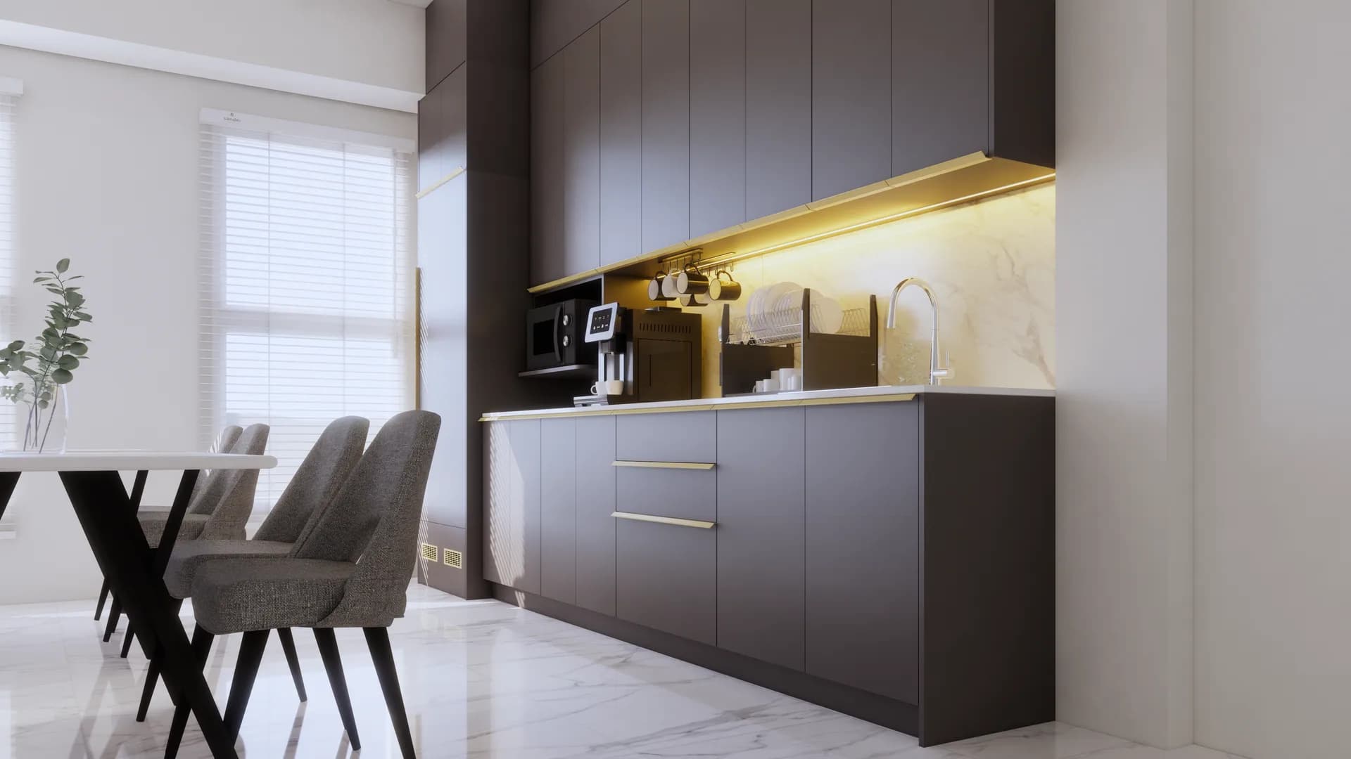 Render 3d เคาเตอร์และตู้ลอย พัทยาใต้ — ผลงาน Chon Decor ภาพที่ 6
