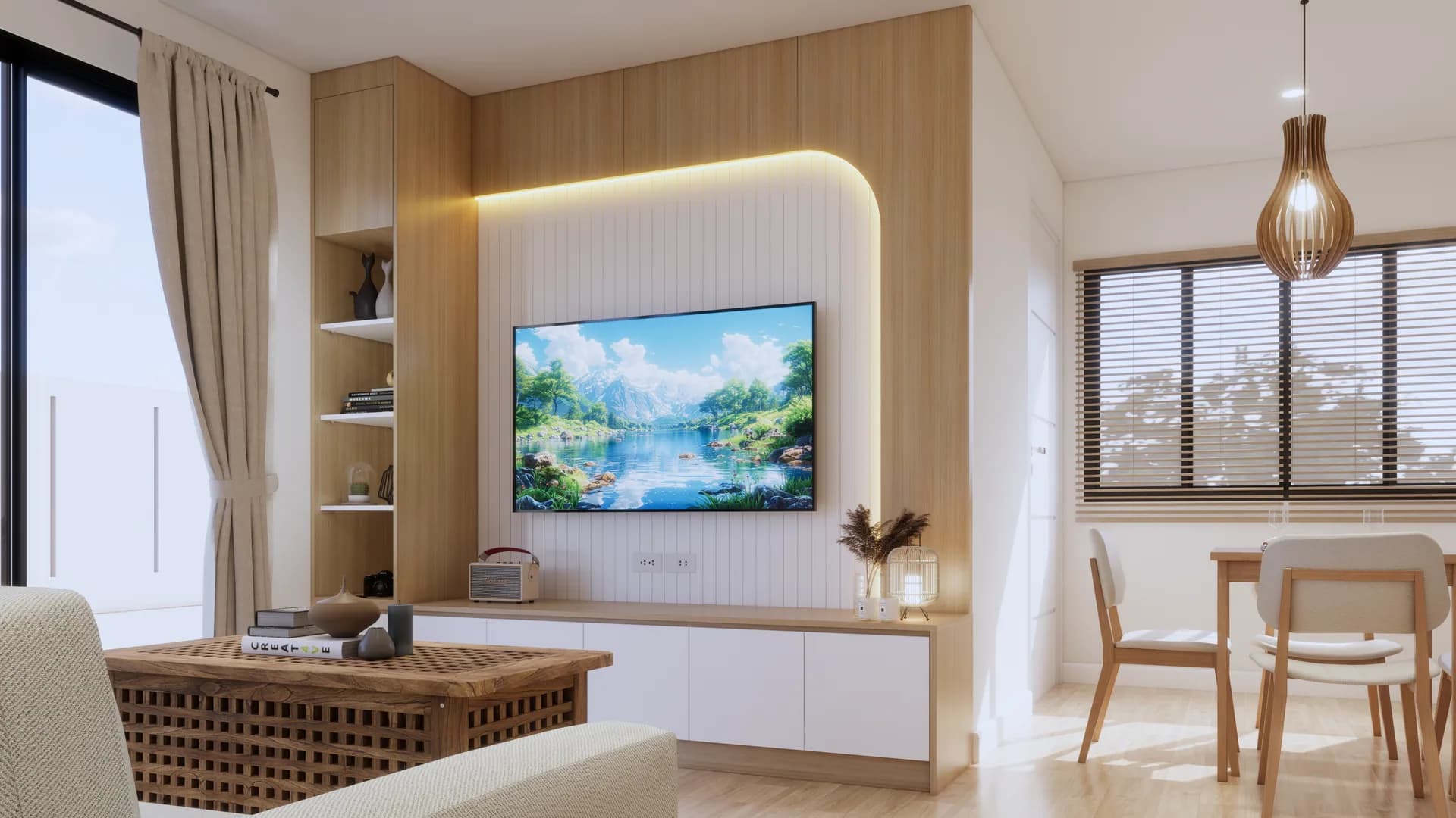 Render Tv showcase Minimalist Style — ผลงาน Chon Decor ภาพที่ 2