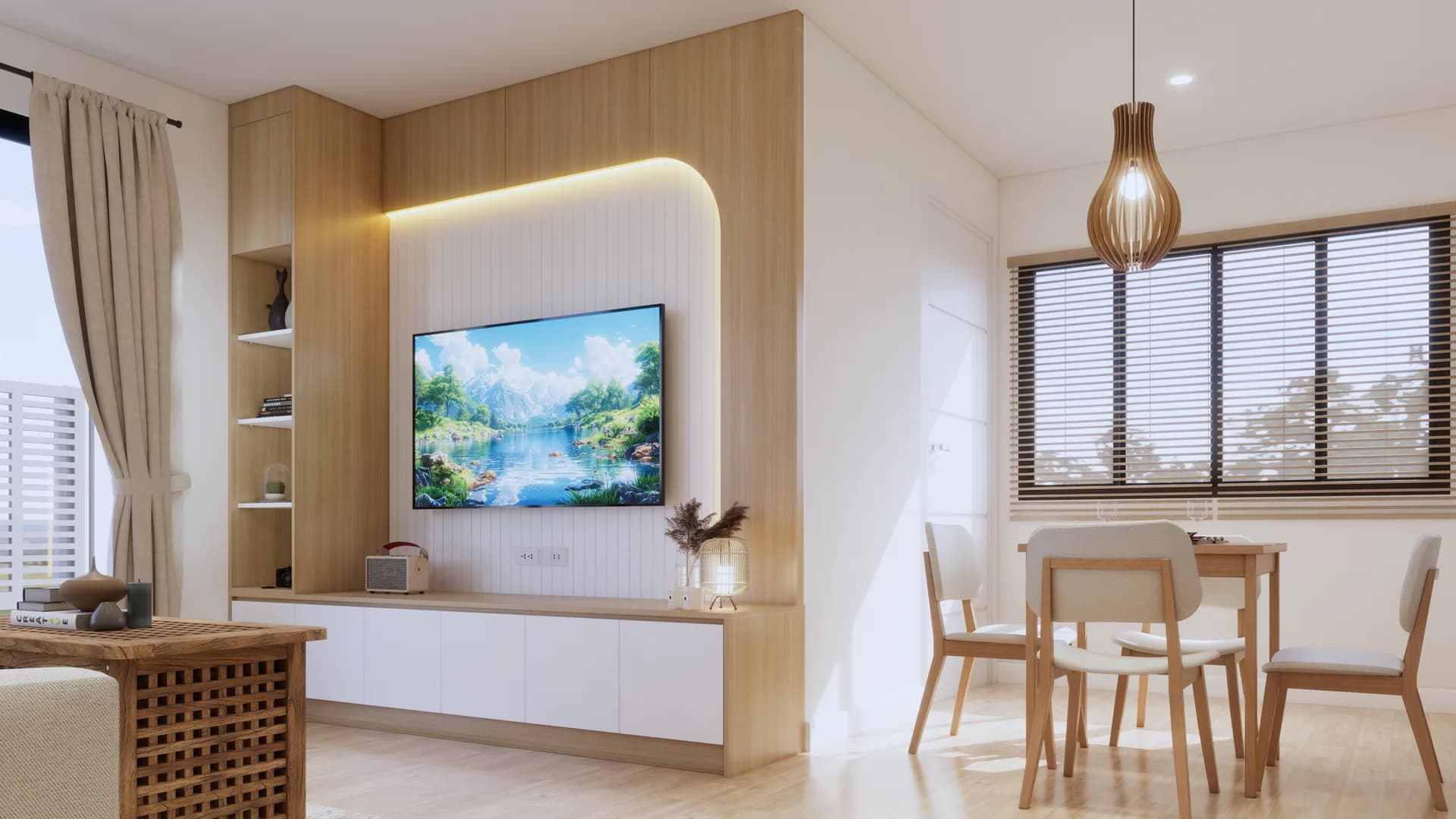 Render Tv showcase Minimalist Style — ผลงาน Chon Decor ภาพที่ 3