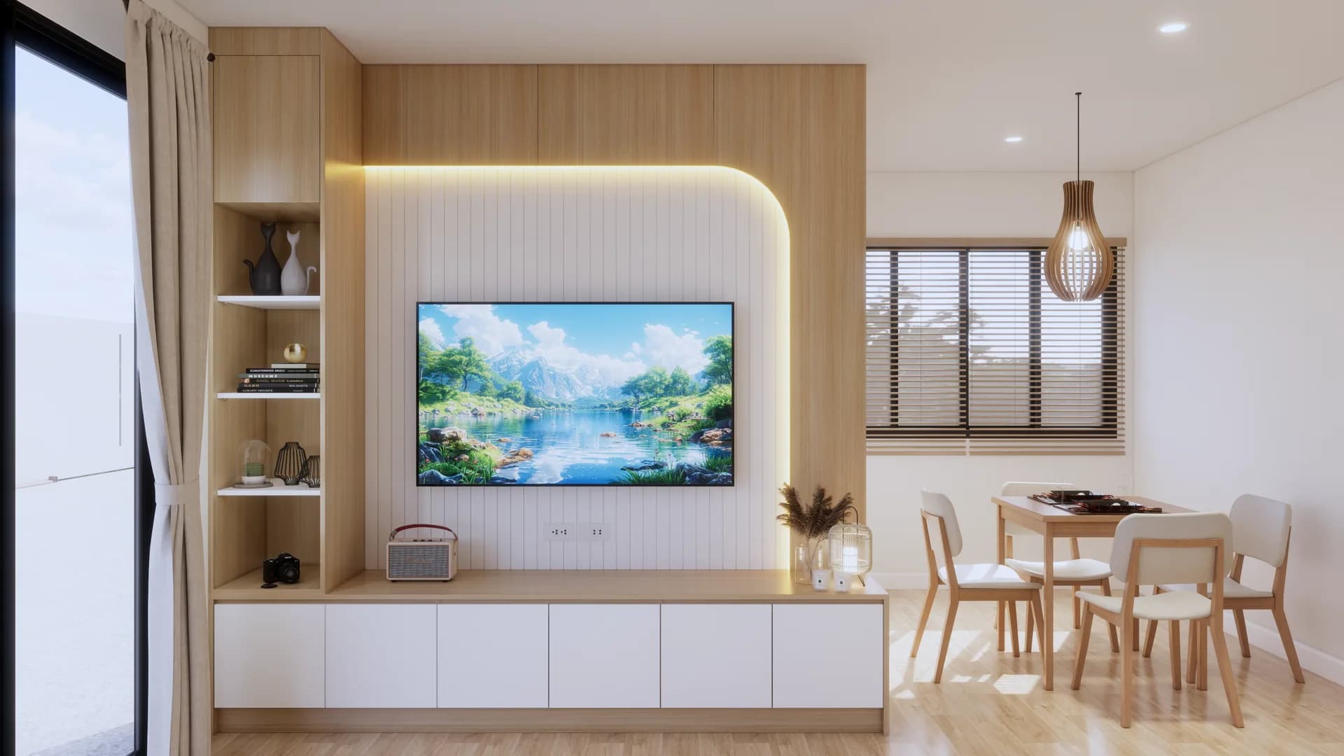 Render Tv showcase Minimalist Style — ผลงาน Chon Decor ภาพที่ 1